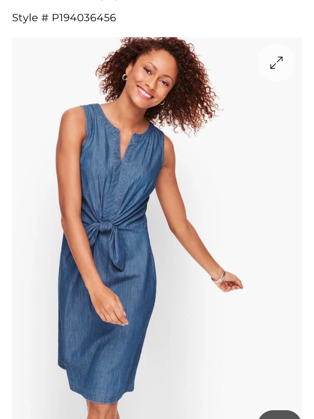 Talbots Sleeveless Chambray Tie-Front Midi Dress - Blue